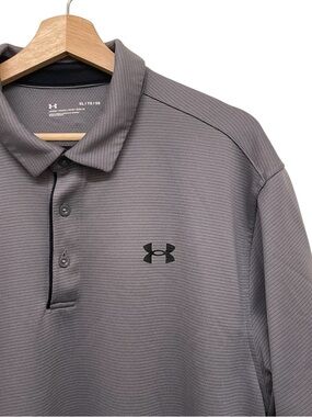 Under Armour Loose Fit Polo Shirt Men's XL Gray Performance Athletic Golf Polo